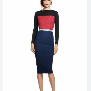 Roland Mouret for Banana Republic Black, Pink, and Navy Long Sleeve Dress.